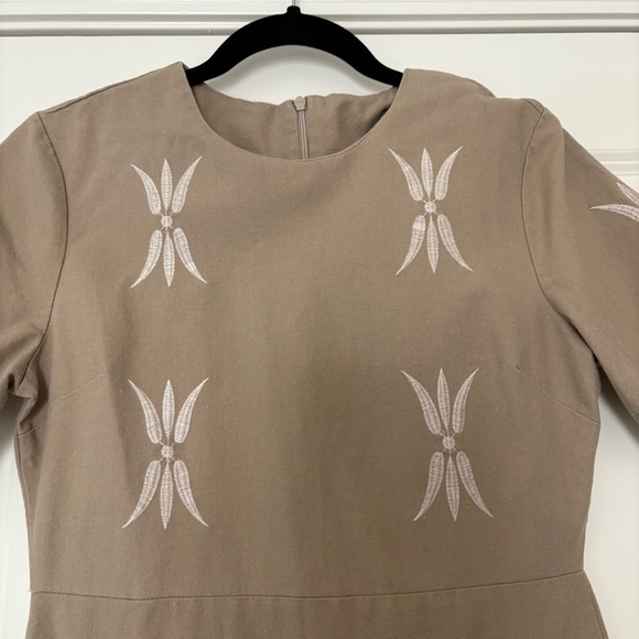 Zara Women’s Beige Embroidered Linen Blend Mini Dress - Picture 6 of 10